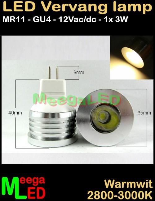 Caravan LED lamp spot MR11 GU4 LEDspot 3 watt 12V - 3W, Caravans en Kamperen, Ophalen of Verzenden, Nieuw