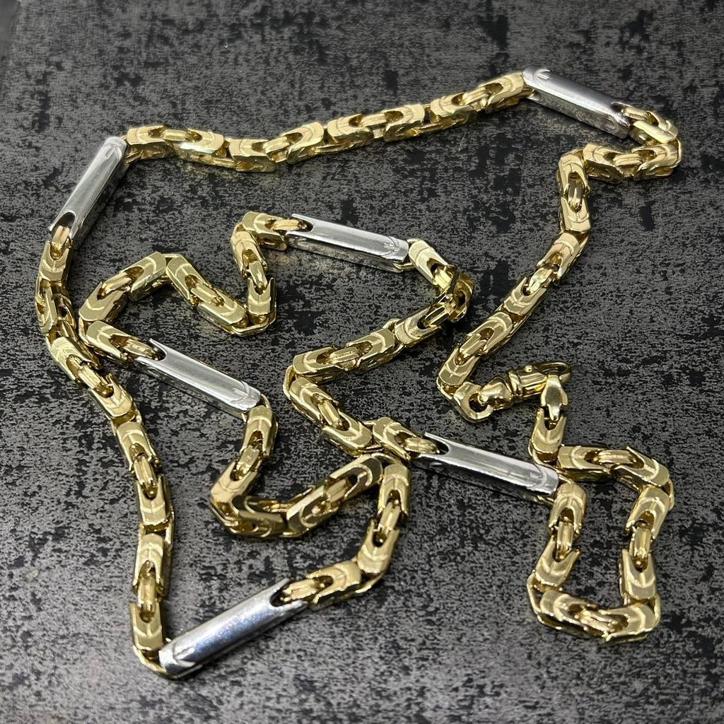 14k gouden ketting koningsketting massief witgouden schakels, Ophalen of Verzenden, Zo goed als nieuw, Goud