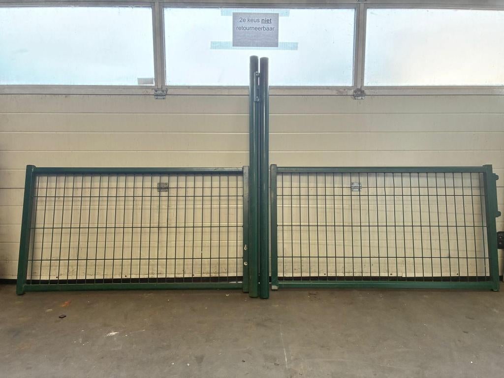 Dubbele Tuinpoort - 75 x 300 cm -Groen RAL 6005 -Tweede Keus, Gebruikt, Hekwerk Centrale Twente, Industriestraat 8a, 7582CR Losser