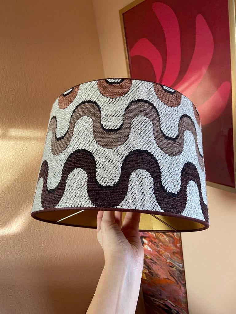 Lampenkap bruin beige oud roze golven organisch japandi, Huis en Inrichting, Lampen | Lampenkappen, Ophalen, Beige, Rond, Zo goed als nieuw