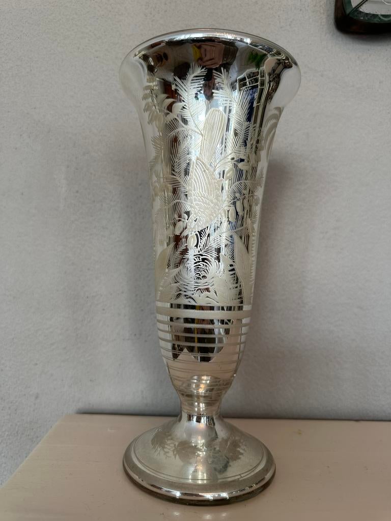 Antieke zilverglas vaas, Ophalen of Verzenden