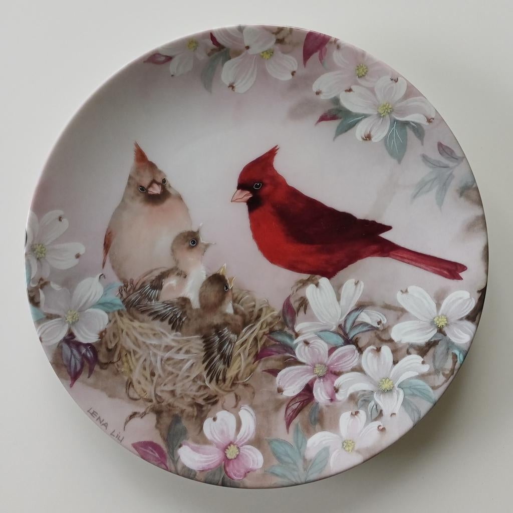 Porseleinen bord met vogels en nestje,gesigneerd & genummerd, Antiek en Kunst, Antiek | Wandborden en Tegels, Ophalen of Verzenden