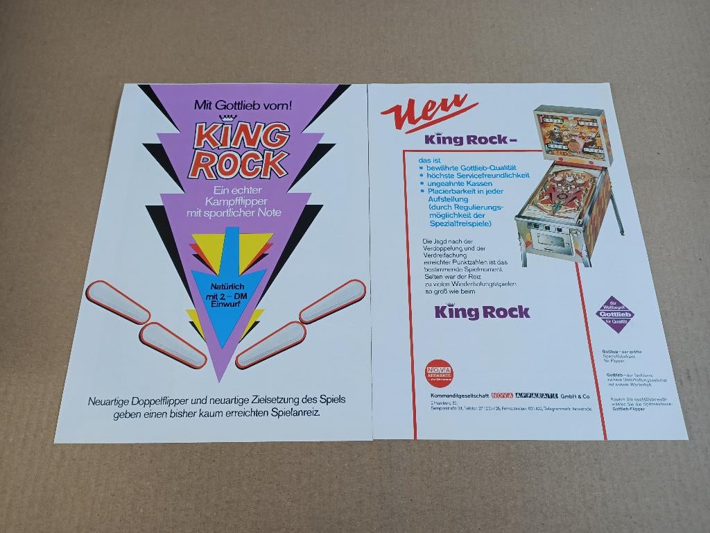 Flyer importeur: Gottlieb King Rock (1972) Flipperkast, Verzamelen, Automaten | Flipperkasten, Verzenden, Gebruikt, Elektronisch