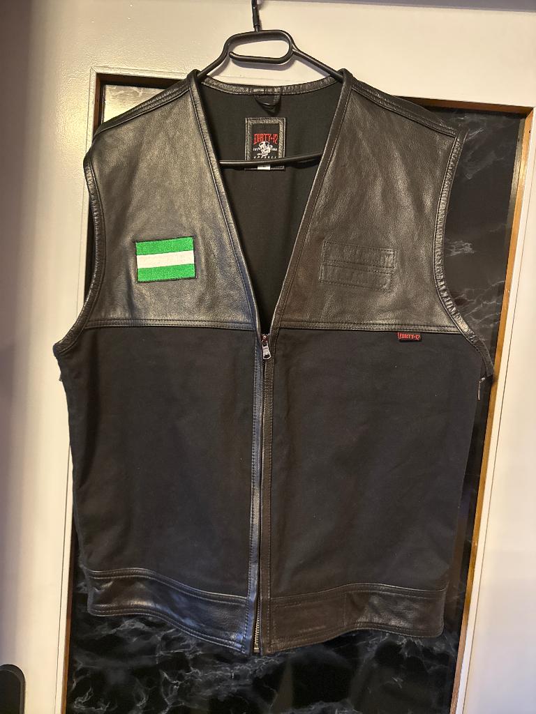 Motor vest leer en polyester, Motoren, Ophalen, Tweedehands, Heren