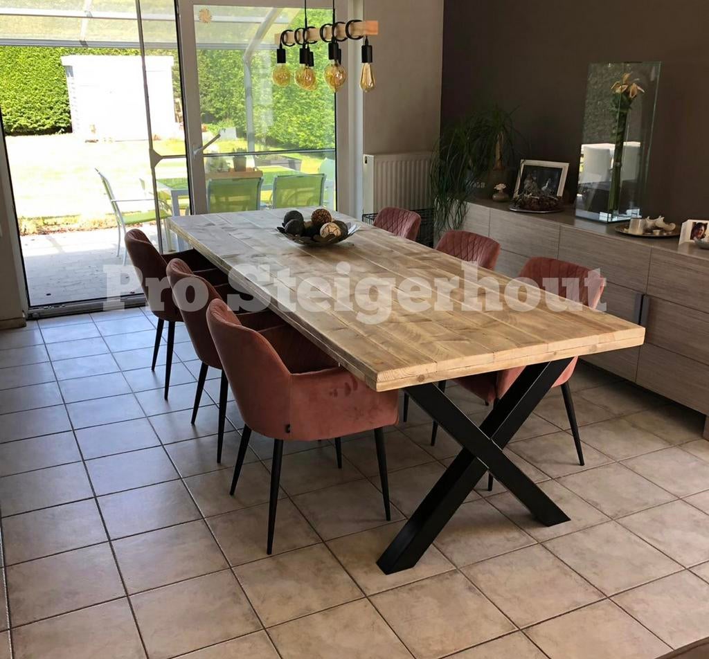 Industriële Steigerhout Tafel Eettafel Vergadertafel Bureau, Nieuw, Ophalen of Verzenden, Industrieel, Rechthoekig