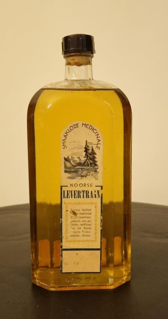 Antieke Noorse Levertraan Fles - Historisch Medicijn, Ophalen of Verzenden