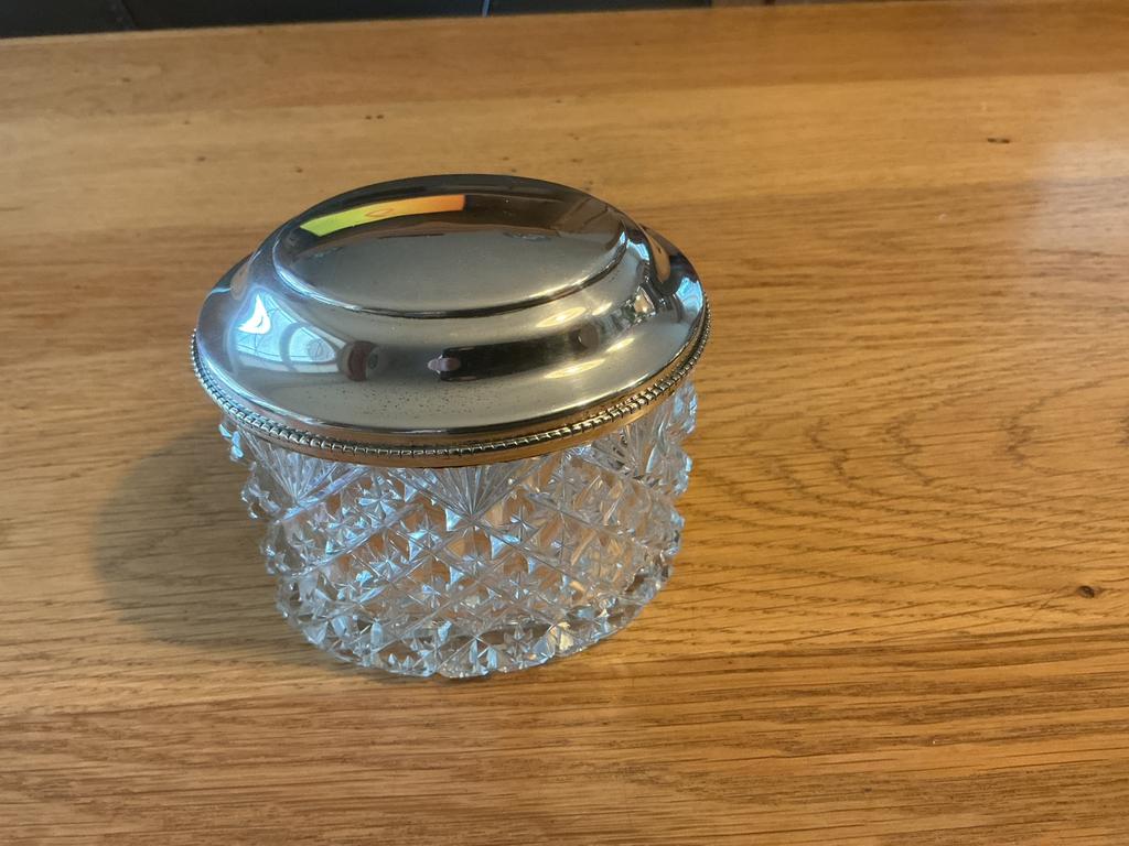 Prachtige theebus antiek kristal met zilver, Antiek en Kunst, Ophalen of Verzenden, Zilver