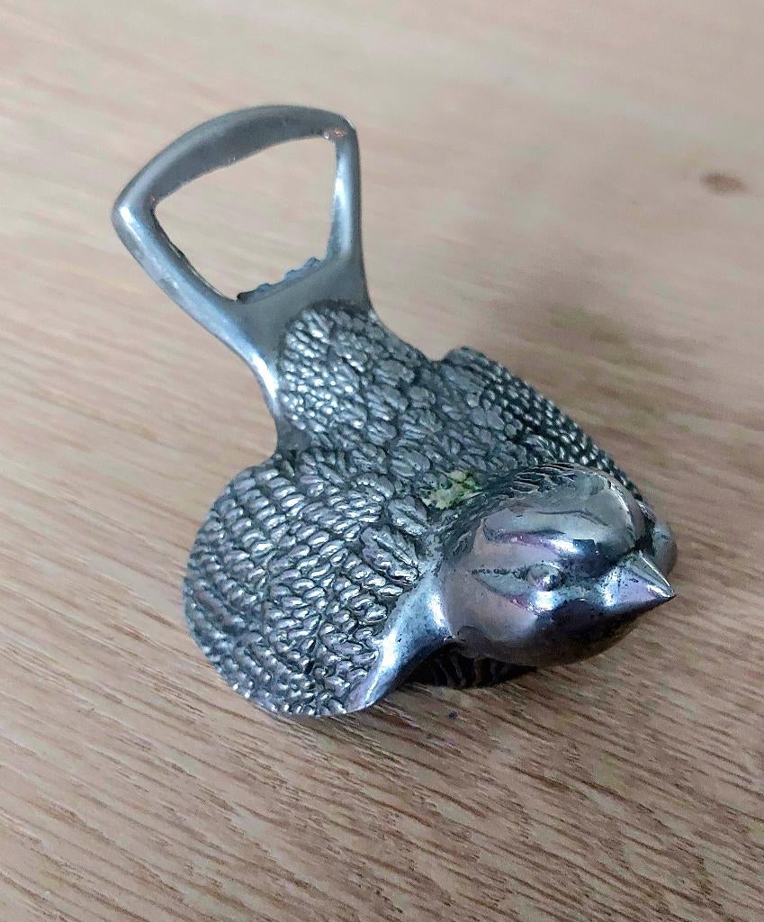 Vintage zilverkleurige vogel flesopener, Ophalen of Verzenden, Zilver