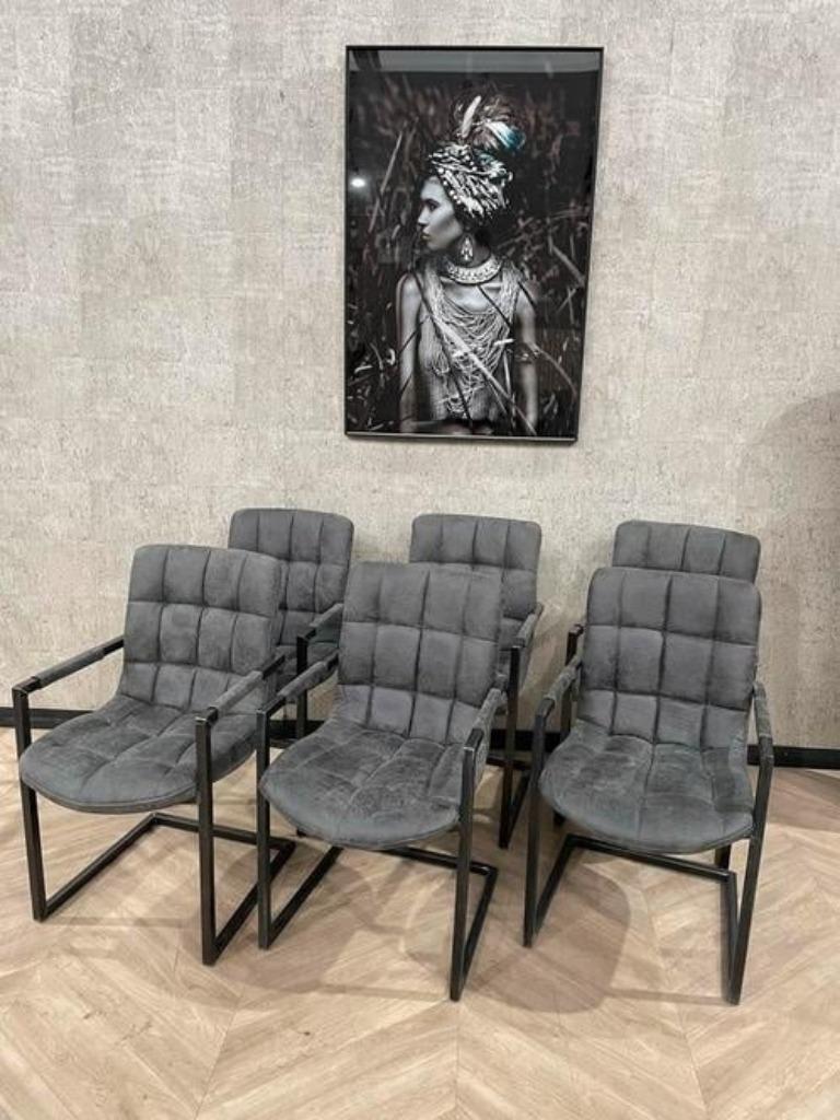 6x eetkamerstoel Simon antraciet/grijs *nieuw actie prijs, Nieuw, Ophalen of Verzenden, Vijf, Zes of meer stoelen, X