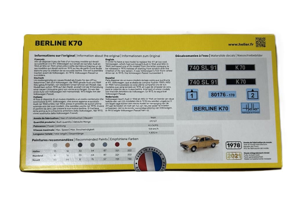 Heller Berline K70 HEL-80176 1/43, Ophalen of Verzenden, Nieuw, Auto, Overige merken