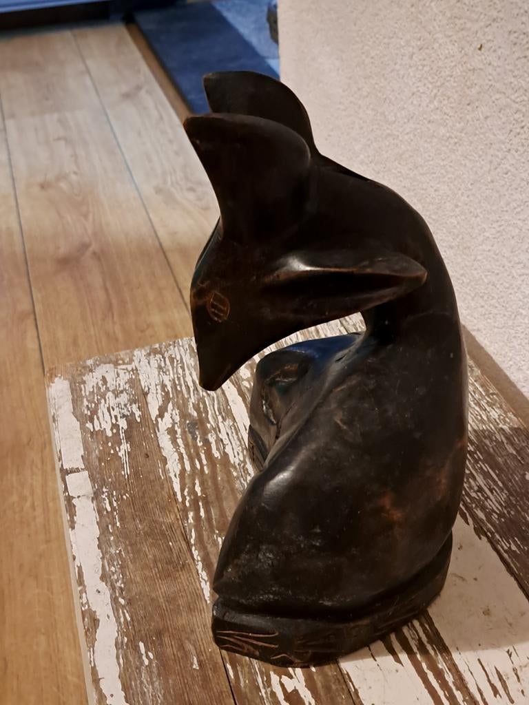 Houten massief beeld hert japans, Huis en Inrichting, Woonaccessoires | Overige, Ophalen of Verzenden