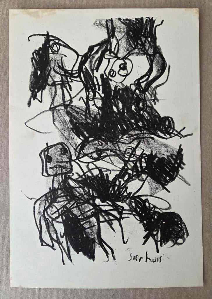 Jan Sierhuis. Litho/prent. Figuren. Cobra., Antiek en Kunst, Kunst | Litho's en Zeefdrukken, Ophalen of Verzenden