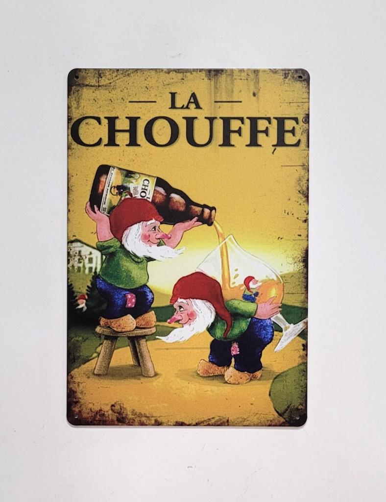 La Chouffe bier kabouters reclamebord van metaal wandbord, Verzamelen, Biermerken, Ophalen of Verzenden, Nieuw, Reclamebord, Plaat of Schild