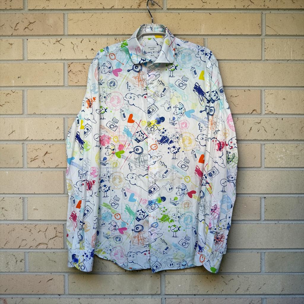 Profuomo Overhemd Maat 41 Wit Multikleur Sky Blue Slim Fit, P, Wit, P, P