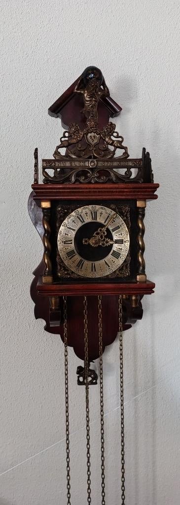 Antieke Wuba Klok - Prachtige Wandklok met Atlas Beeld, Ophalen of Verzenden