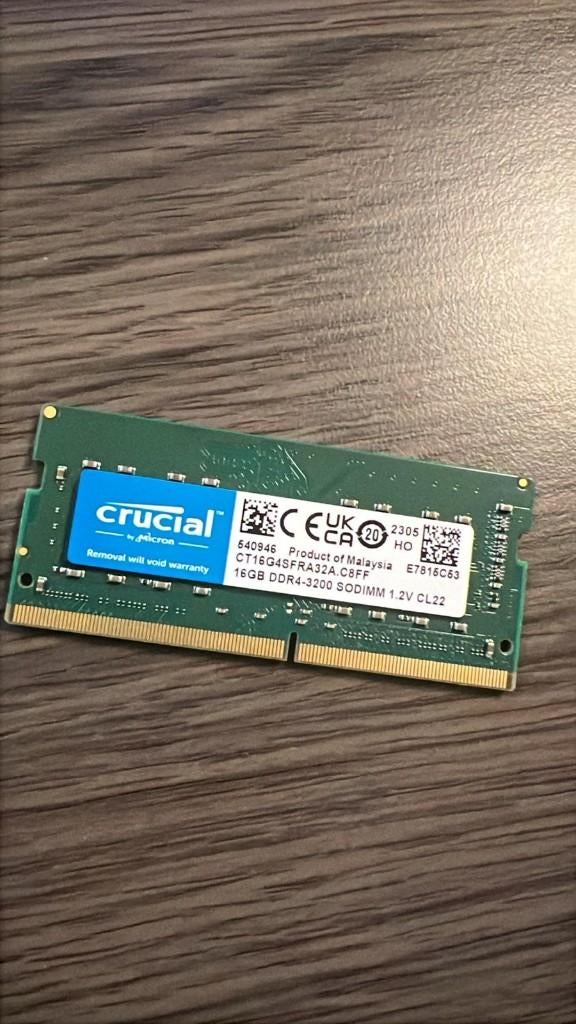 Crucial 16GB DDR4 3200MHz SODIMM, Computers en Software, RAM geheugen, DDR4, Ophalen of Verzenden, Zo goed als nieuw, Laptop