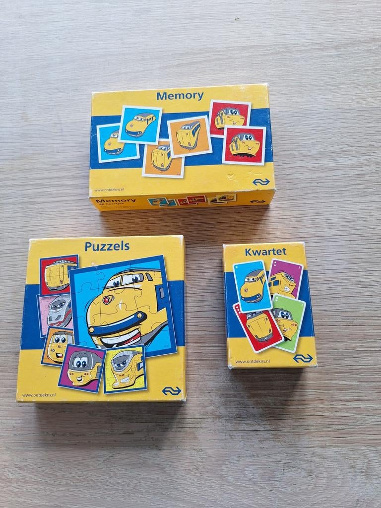 2 spelletjes van treinen NS puzzels en memory, Ophalen of Verzenden, Gebruikt