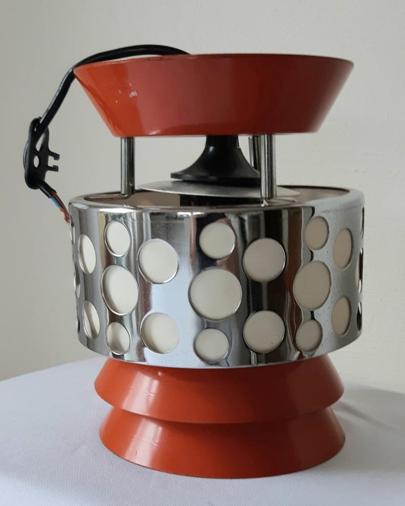 Vintage Jaren '60 Space Age Hanglamp Oranje Chroom, Verzenden, Gebruikt, Minder dan 50 cm
