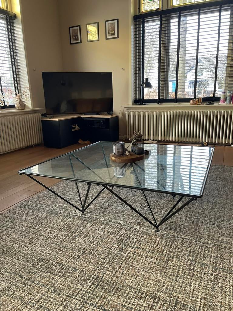 Vintage Paolo Piva design salontafel, Huis en Inrichting, Gebruikt, 100 tot 150 cm, Glas, Minder dan 50 cm