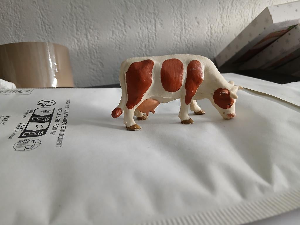 Koe bruin bont, dierfiguur Bullyland, 8 cm, Ophalen of Verzenden, Gebruikt, Boerderijdier, Beeldje of Figuurtje