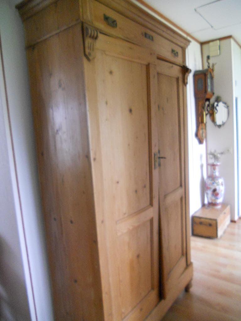 antiek geloogd grenen linnenkast, Ophalen