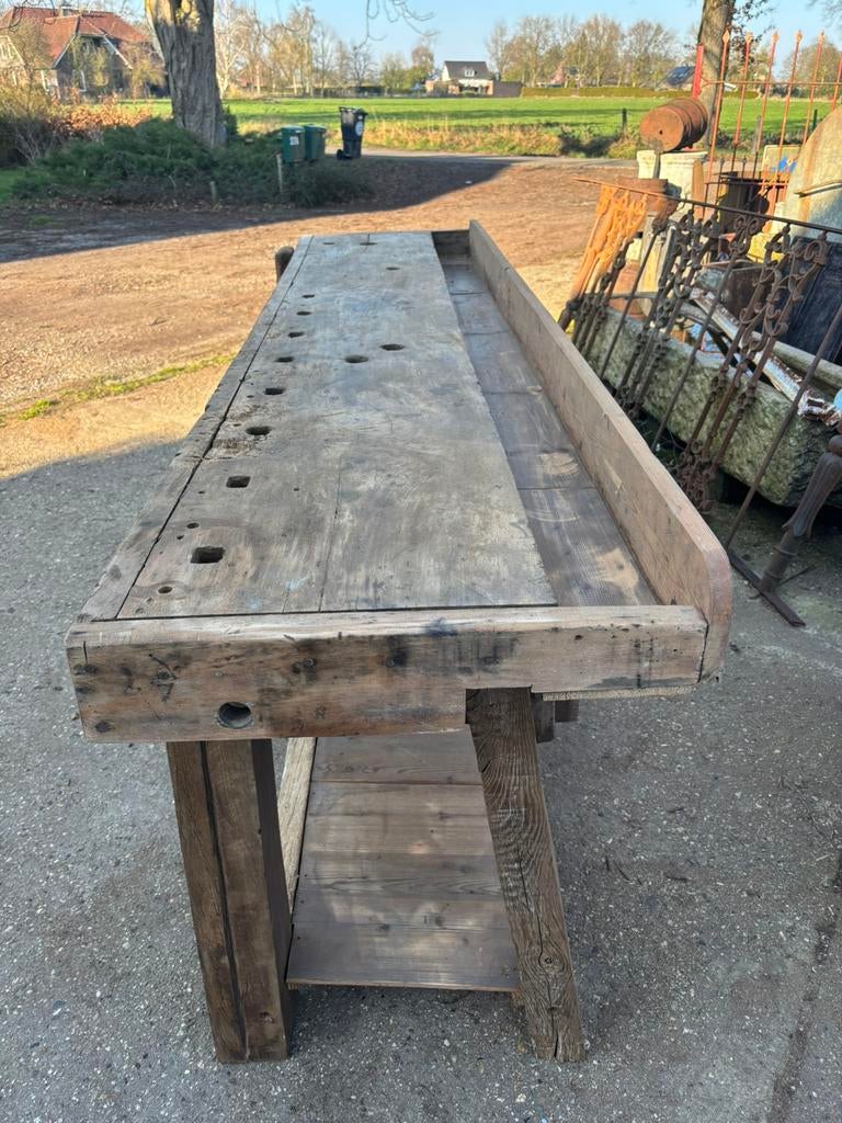 Timmermanswerkbank of industriële houten werkbank sidetable, Ophalen of Verzenden