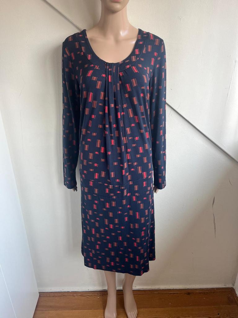 Zilch jurk maat XL 42 donkerblauw roze bruin, Blauw, Maat 42/44 (L), Ophalen of Verzenden, Zo goed als nieuw