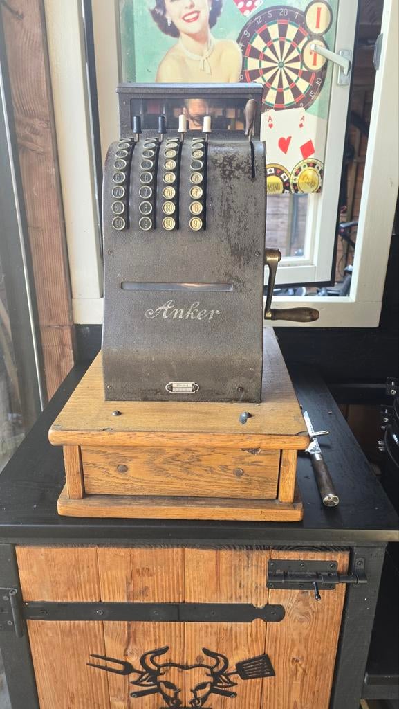 Oude Anker kassa met houten lade, Ophalen of Verzenden