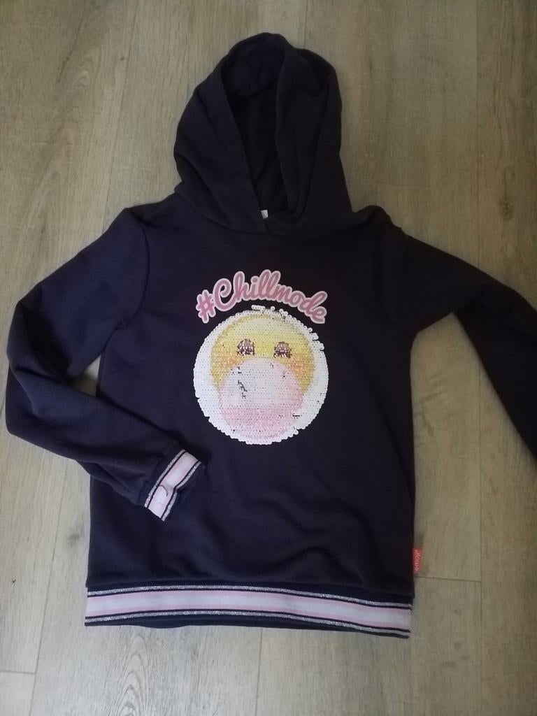 emoji trui met capuchon maat 128, Ophalen of Verzenden, Gebruikt, Meisje, Trui of Vest