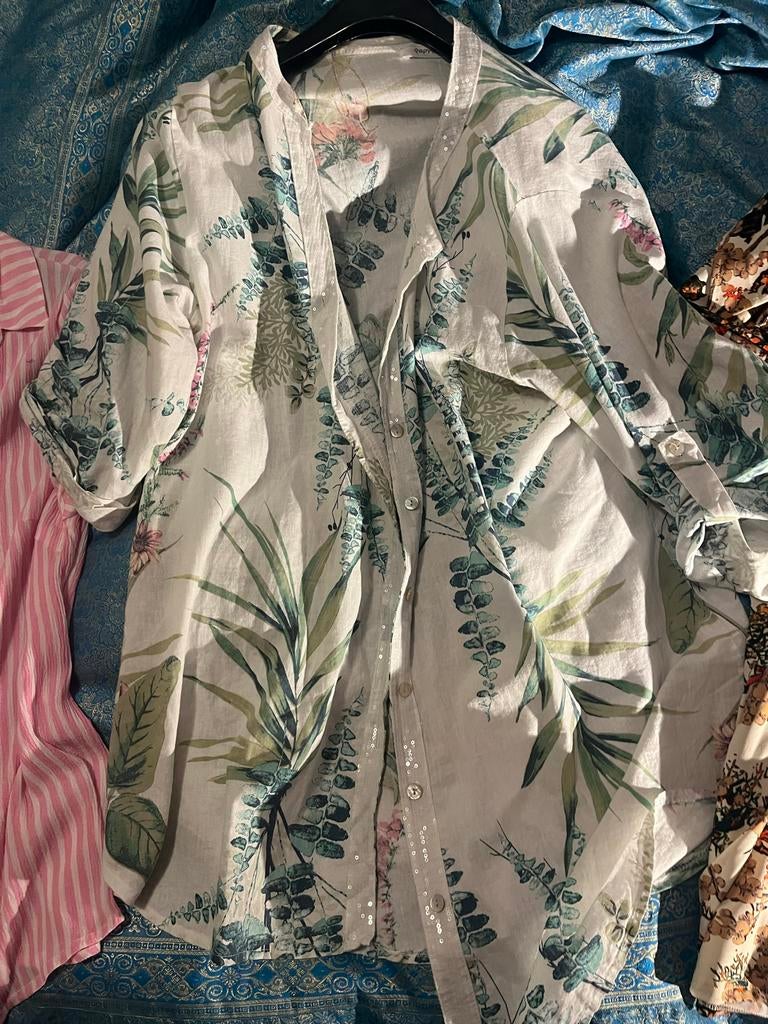 Paprika tuniek, XXL, linnen/katoen, groen/roze/blauw, Ophalen of Verzenden, Gedragen, Maat 46/48 (XL) of groter, Groen