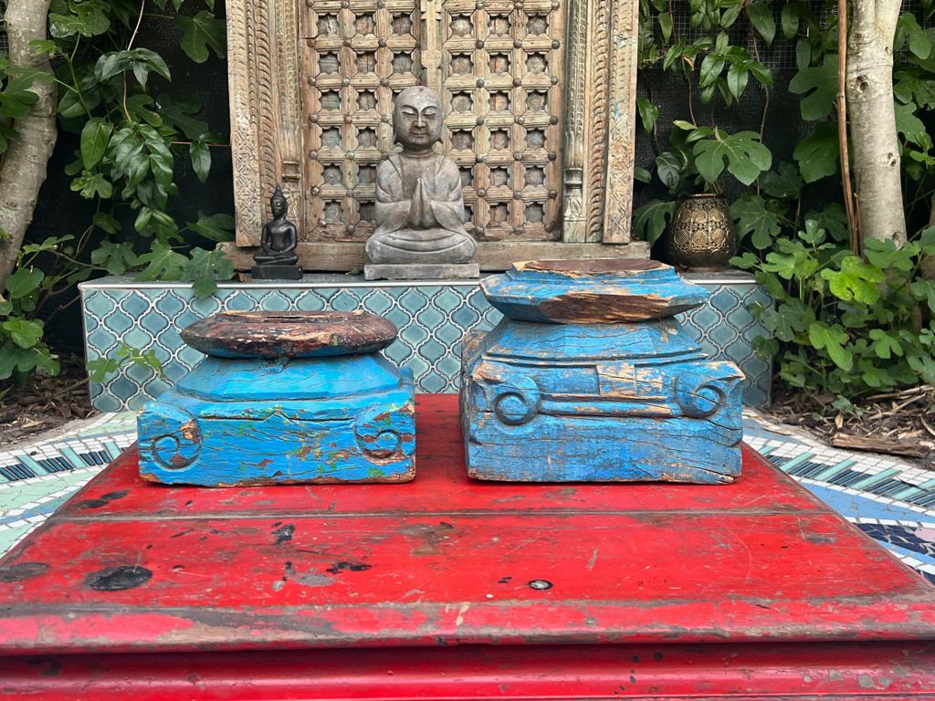 India oude console Indiase ornament houtsnijwerk kandelaar, Verburgt Vintage, Nieuw, Ophalen of Verzenden, https://verburgtvintage.nl/#contact