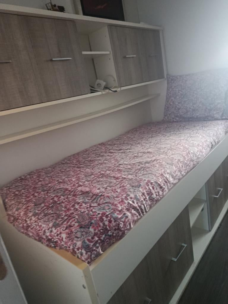Bed met kast, Ophalen, Gebruikt, 90 cm, Eenpersoons