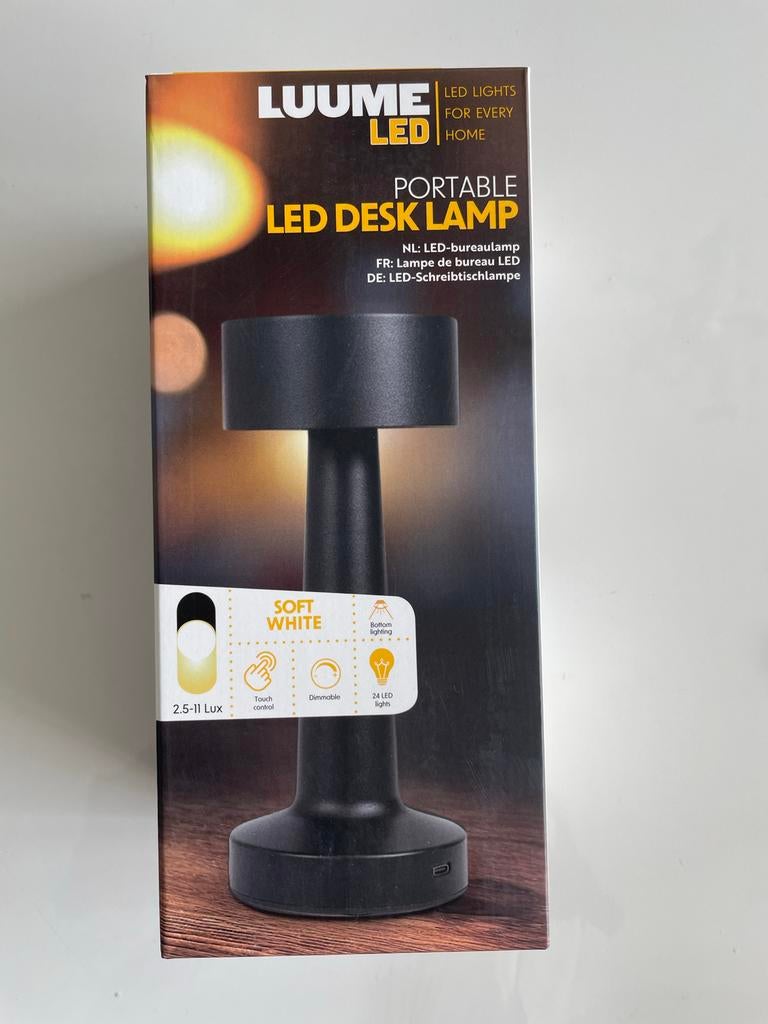 Luume LED bureaulamp zwart, Huis en Inrichting, Lampen | Tafellampen, Ophalen of Verzenden, Nieuw, Metaal, Minder dan 50 cm