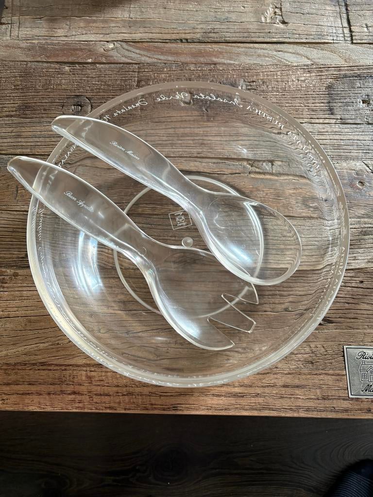 Riviera Maison saladeschaal met bestek, Kunststof, Gebruikt, Schaal, Rond