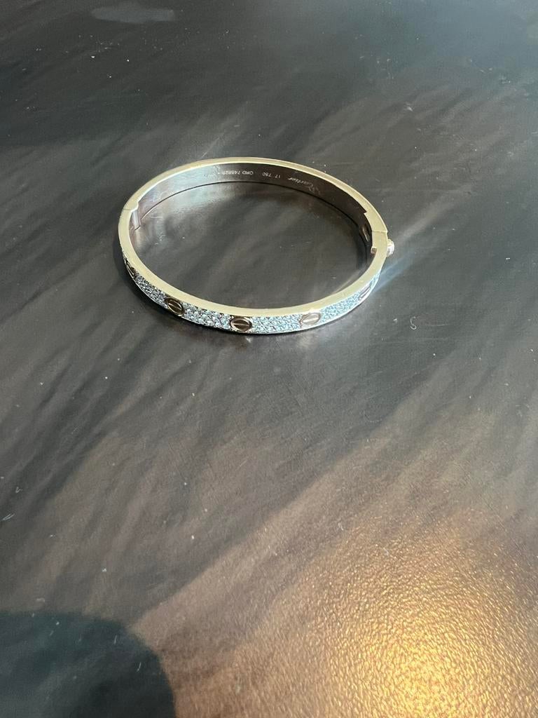 Cartier love bracelet 18k wit + rose super mooie diamanten, Overige merken, Gebruikt, Polshorloge, Ophalen of Verzenden