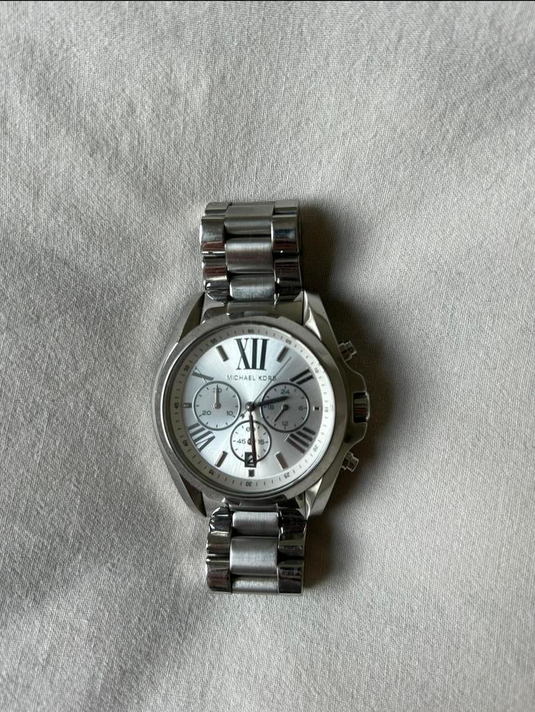 Michael Kors horloge zilverkleurig, Ophalen of Verzenden, Gebruikt, Staal