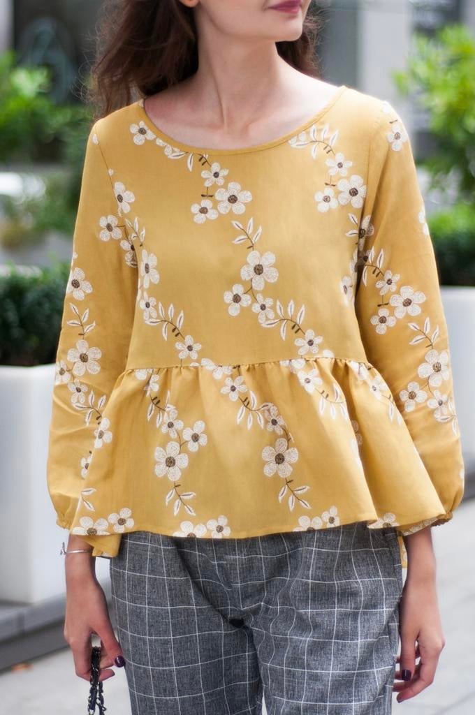 Prachtige gele blouse met bloemenprint, maat S, Verzenden, Nieuw, Maat 36 (S), Geel