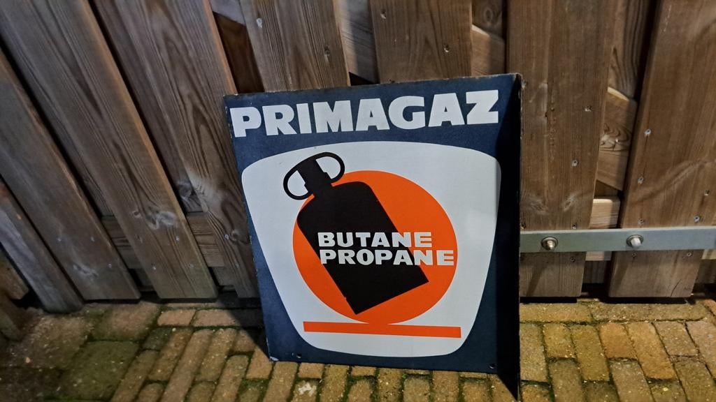 Emaille dubbelzijdig reclame bord., Ophalen of Verzenden