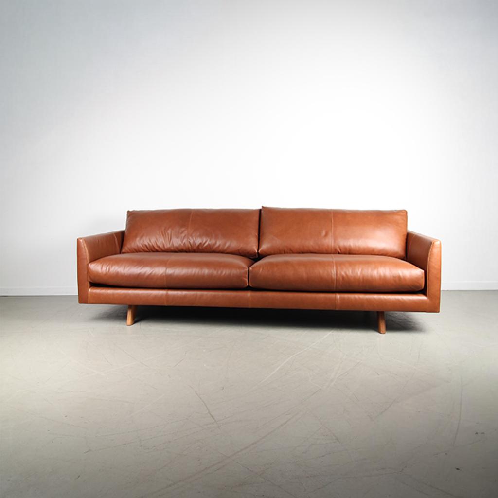 1x Montis Axel 4-zits Bank Kastanjebruin Leer, Niet ingevuld, Niet ingevuld, Ophalen of Verzenden, Zo goed als nieuw