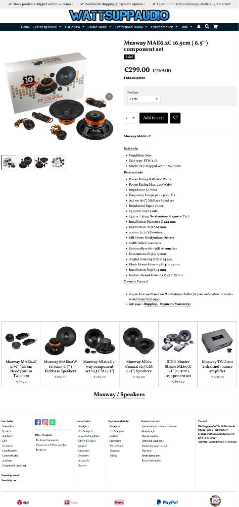 Musway MAE6.2C 16.5cm ( 6.5'' ) Composet/speakers AANBIEDING, Audio-design, Nieuw, Am Breilingsweg 3, 76709 Kronau, Duitsland