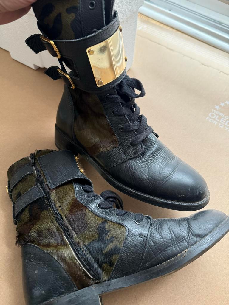 Stoere Supertrash laarsjes met camouflageprint, Kleding | Dames, Schoenen, Ophalen of Verzenden, Gedragen, Overige kleuren, Lage of Enkellaarzen