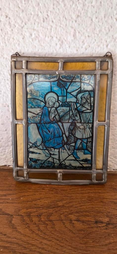 Vintage glas in lood wand hanger, Ophalen of Verzenden