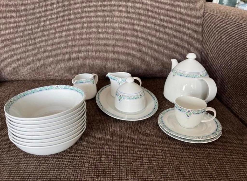 Arzberg Blauw en Groen Motief, Gebruikt, Keramiek, Ophalen of Verzenden, Overige stijlen