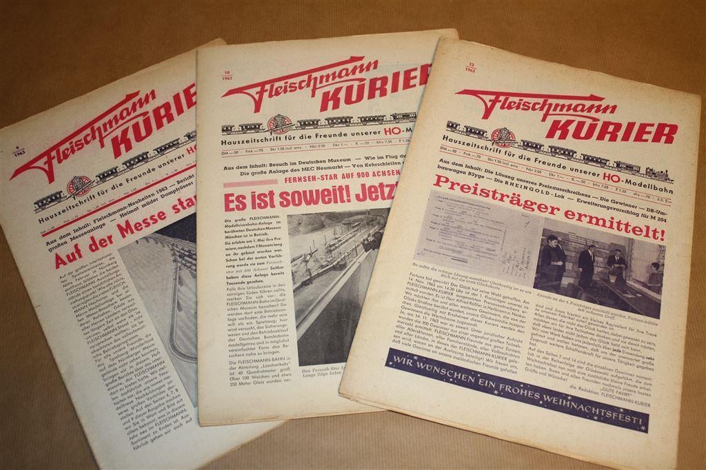 Fleischmann Kurier - 3 nummers uit 1963, Wisselstroom, Wagon, Ophalen of Verzenden, Zo goed als nieuw