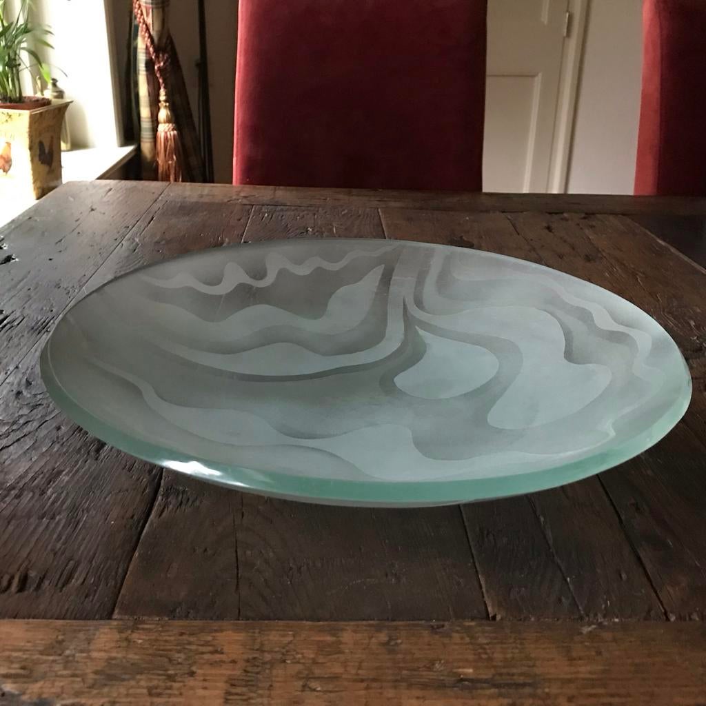 Decoratieve glazen schaal met abstract patroon, Ophalen of Verzenden