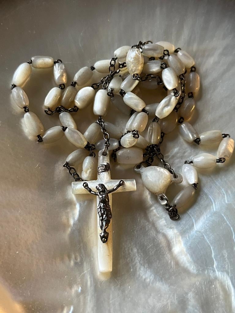 Oude parelmoer rozenkrans, Ophalen of Verzenden