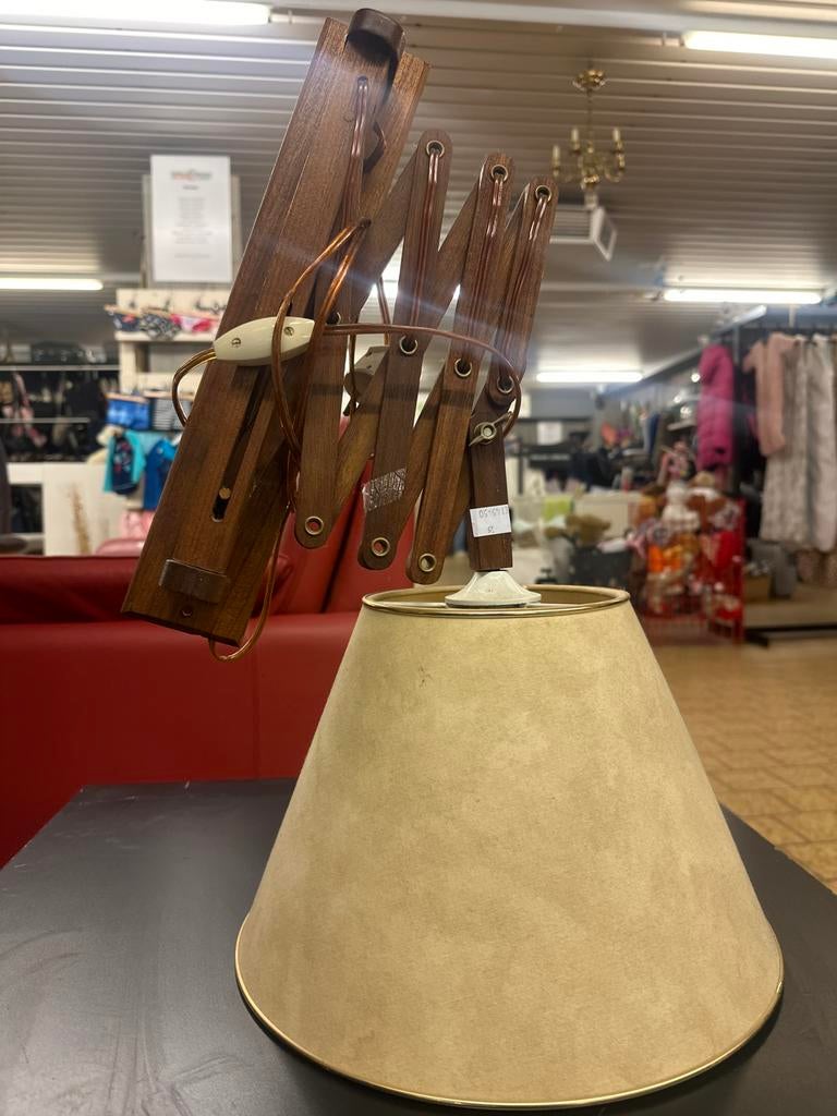 Houten wandlamp met stoffen kap, Ophalen, Gebruikt, -, -