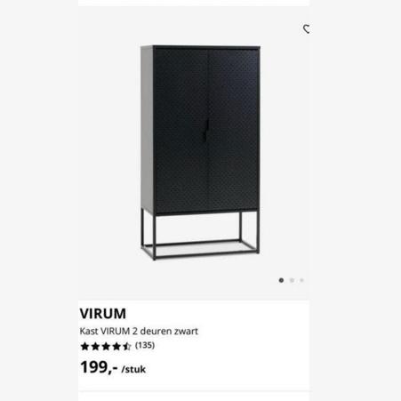 Jysk virum zwarte kast 80x40x150cm met geperforeerde deuren, Huis en Inrichting, Ophalen, Gebruikt