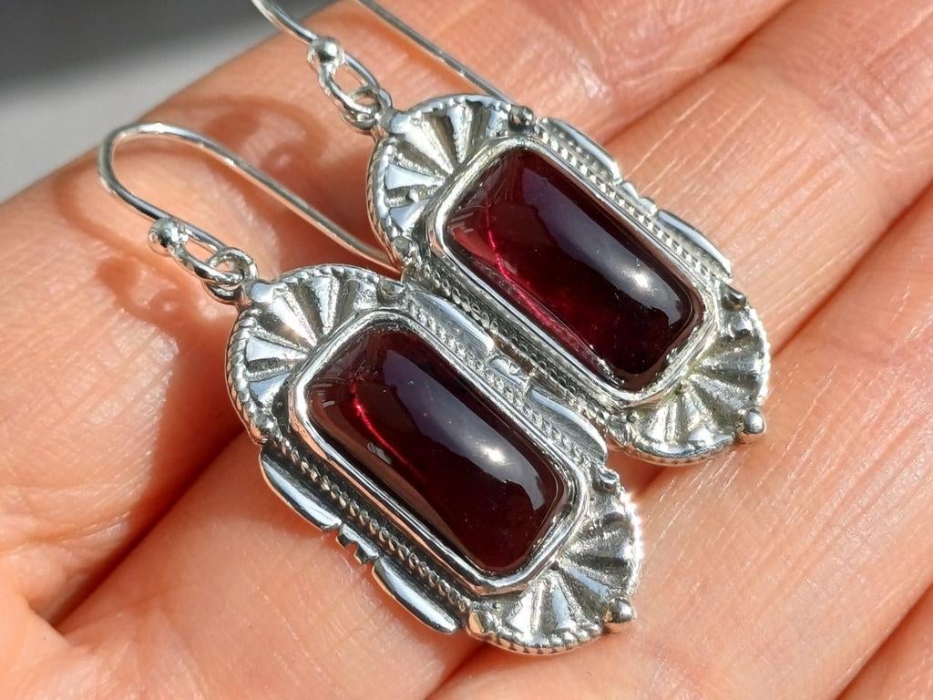 Vanoli 925 zilveren oorbellen met rozerood toermalijn, Daiva1973@hotmail.com, Hangers, Vanoli, Amsterdam