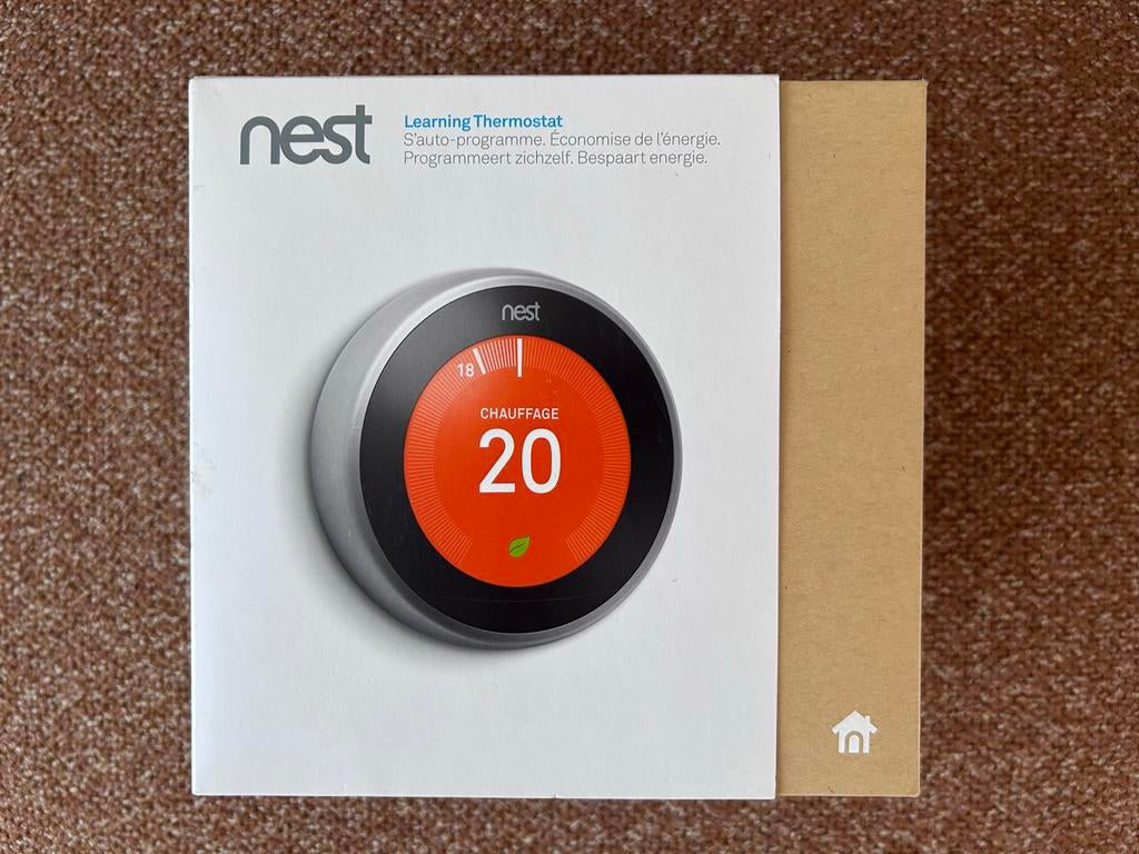 Complete Google Nest Learning Thermostat (3e generatie), Doe-het-zelf en Verbouw, Ophalen of Verzenden, Slimme thermostaat, Gebruikt